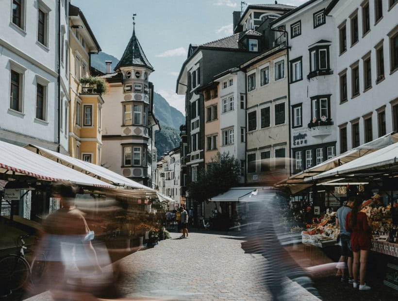 Bolzano historic center with arcaded streets Trentino-Alto Adige Italy Trails