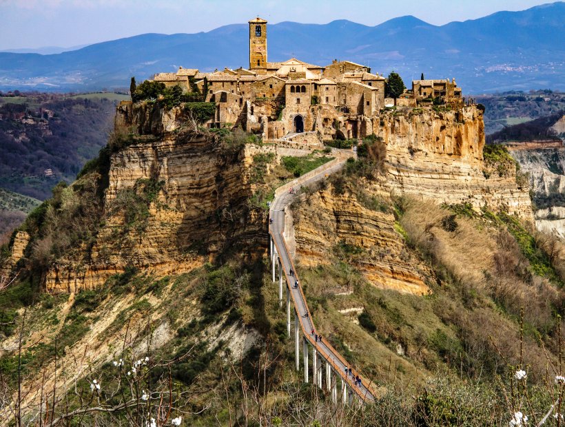 Civita di Bagnoregio hilltop village on eroding cliff Lazio Italy Trails