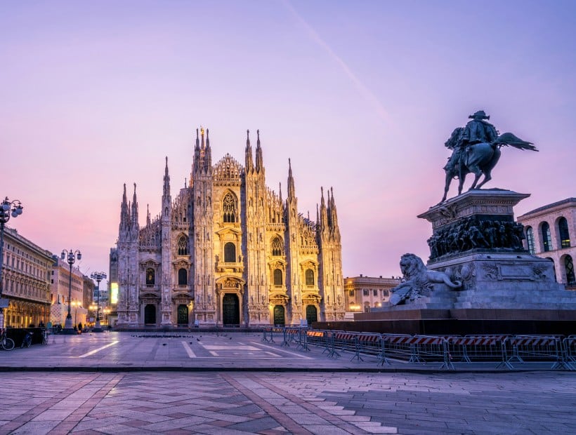 Milan Cathedral Duomo at sunset Lombardy Italy Trails