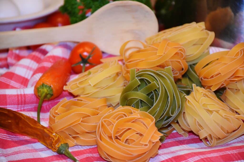 Traditional Calabrian pasta spicy spread and local chili peppers